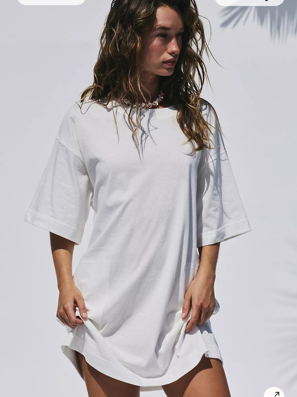 Free People Beach Essential Extreme Tee Mini Dress Ivory XS NWT - Picture 4 of 4
